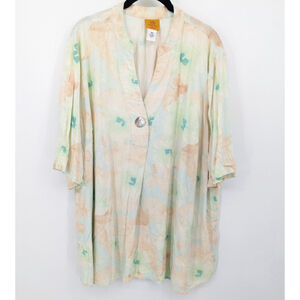 Ruby Rd Shirt Womens Plus 3X Yellow Linen‎ Lightweight Top Pastel Coastal Tunic